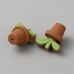 Leaf Pot Food Grade Eco-Friendly Silicone Beads&nbsp;SIL-WH0014-18G