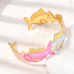 Ocean 304 Stainless Steel Enamel Fish Open Cuff Bangles for Women&nbsp;SA-CBA1A30-02A-G