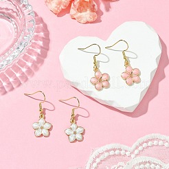 女性用フラワー合金エナメルダングルイヤリング  ミックスカラー  33x14.5mm  2のペア/セット&nbsp;EJEW-JE06156