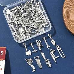 50pcs10スタイルチベットスタイルアロイペンダント  ツール テーマ  アンティークシルバー  19~27.6x5.8~11.5x1.5~6mm  穴：1.5~2mm  5個/スタイル&nbsp;TIBE-FP0001-13