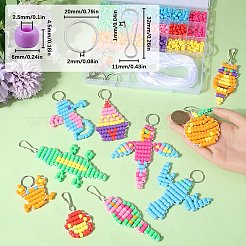 動物のキーホルダー作りキット  プラスチックビーズを含む  鉄製キーホルダーの留め具と分割キーリング  ミックスカラー  770個/箱&nbsp;DIY-SC0023-68