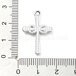 合金ラインストーンペンダント  UVメッキ  クロス  プラチナ  26x16.5x2.5mm  穴：1.8mm&nbsp;FIND-U026-01P