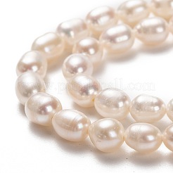 天然養殖淡水パールビーズ連売り  ライス  ホワイト  6~7x5~6mm  穴：0.6mm  約54個/連  13.78インチ（35cm）&nbsp;PEAR-L033-66-01