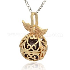 Golden Tone Brass Hollow Round Cage Pendants&nbsp;KK-J237-08G