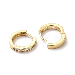 クリアキュービックジルコニア長方形フープピアス  女性のための真鍮のアクセサリー  18KGP本金メッキ  14x15x3mm  ピン：0.7mm&nbsp;ZIRC-Q201-27G
