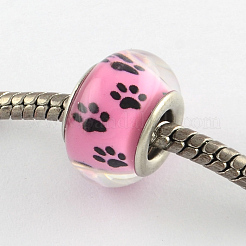 Large Hole Dog Paw Prints Pattern Resin European Beads&nbsp;OPDL-Q129-226A