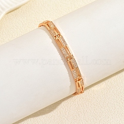 Brass Micro Pave Clear Cubic Zirconia Link Chain Bracelets for Women&nbsp;OU1621-2