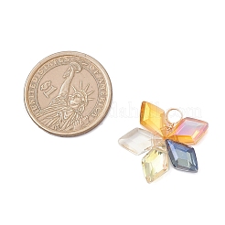 9Pcs 3 Colors Electroplate Rhombus Glass Pendants&nbsp;PALLOY-JF04507