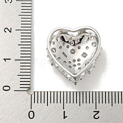 Rack Plating Brass Micro Pave Clear Cubic Zirconia Slide Charms&nbsp;ZIRC-I065-01B-P