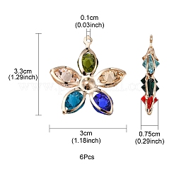 6Pcs Rack Plating Iron Glass Pendants&nbsp;IFIN-YW0001-51