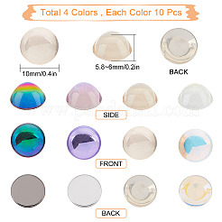 40Pcs 4 Colors Transparent Glass Cabochons&nbsp;GLAA-SC0001-41