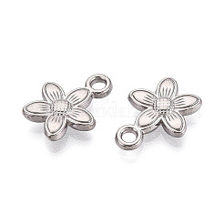 変色しない304ステンレススチールチャーム  花のチャーム  ステンレス鋼色  14.5x11.5x2.5mm  穴：2mm&nbsp;STAS-N103-112P