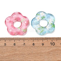 透明アクリルビーズフレーム  花  ミックスカラー  26x26.5x5mm  穴：2.5mm&nbsp;AC-CBA7B7E-01