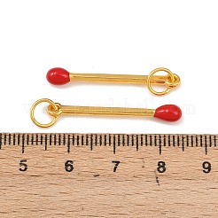 合金エナメルチャーム  丸カン付き  マッチチャーム  ゴールドカラー  レッド  29x4mm  穴：4mm&nbsp;FIND-WH0139-472G-02