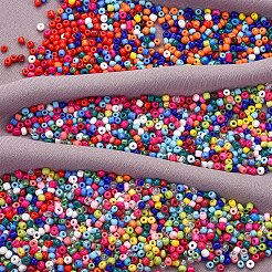 DIYストレッチジュエリーセットキット  ガラスシードビーズ入り  ステンレス鋼の針とビーズのピンセット  フラット弾性クリスタルストリング  ミックスカラー  3mm  穴：1mm  24色  444個/カラー  10656pc&nbsp;DIY-SZ0003-85