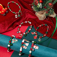 クリスマステーマのDIY合金＆ポリマー粘土ラインストーンブレスレット作成キット  ミックスカラー  24x18x1.8mm  穴：1.5mm&nbsp;DIY-SC0027-63