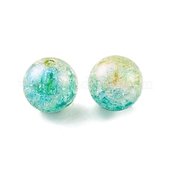 UVメッキ 虹色 アクリル クラックル ビーズ  ラウンド  アクアマリン  12mm  穴：2.2mm&nbsp;PACR-C009-02C