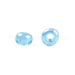 ラウンドガラスシードビーズ  透明色の虹  ラウンド  ディープスカイブルー  12/0  2mm  穴：1mm  約30000個/ポンド&nbsp;SEED-A007-2mm-163