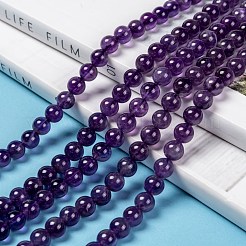 天然石アメジストラウンドビーズ連売り  6mm  穴：1mm  約61~63個/連  15.3インチ&nbsp;X-G-M304-18-6mm