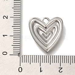 変色防止304ステンレススチールペンダント  ハートチャーム  ステンレス鋼色  18.5x17.5x2.7mm  穴：2.2x2.1mm&nbsp;STAS-P371-096B-P