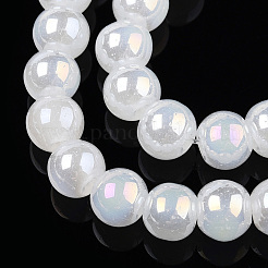Electroplate Imitation Jade Glass Beads Strands&nbsp;GLAA-T032-J6mm-AB01