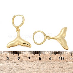 真鍮製フープピアス  18KGP本金メッキ  魚尾  37x23.5mm&nbsp;EJEW-Q036-03D-G