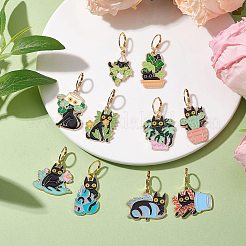 10Pcs 10 Styles Cat Shape Alloy Enamel Dangle Earrings&nbsp;EJEW-JE05822