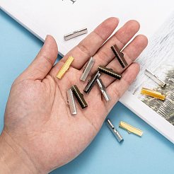 混合鉄リボンカシメエンドパーツ  ミックスカラー  8x25mm  穴：1mm  約230個/200g&nbsp;E182Y-M