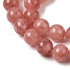 天然石ホワイトジェイドビーズ連売り  染め  ラウンド  ライトコーラル  10~10.5mm  穴：1mm  約37個/連  14.69~15''（37.3~38.1センチメートル）&nbsp;G-H348-10mm-09