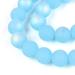 Frosted Imitation Jade Glass Beads Strands&nbsp;GLAA-T032-J10mm-MBB04