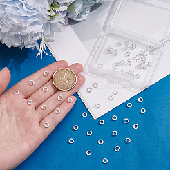 60 個真鍮オープン丸カン  ラウンド  925銀メッキ  5.5x1mm  穴：3mm&nbsp;KK-UN0006-09S