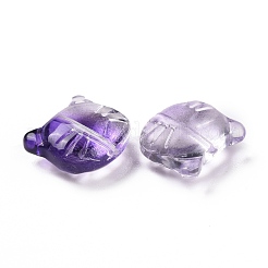 ガラスビーズ  ジュエリー作りのための  猫  青紫色  12.5x14x6.5mm  穴：1mm&nbsp;GLAA-G079-02E