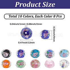 80Pcs 10 Colors Handmade Gold Sand Lampwork Beads&nbsp;LAMP-PA0001-40