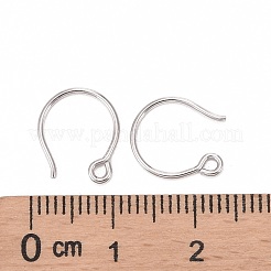 変色防止ロジウムメッキスターリングシルバーピアスフック925個  プラチナ  12.3mm  穴：1mm  20ゲージ  ピン：0.8mm&nbsp;STER-N0001-028