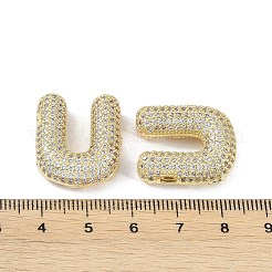 真鍮マイクロパヴェクリアキュービックジルコニアペンダント  カドミウムフリー＆ニッケルフリー＆鉛フリー  U字  24x24x7.5mm  穴：3x2mmと3.5x2mm&nbsp;KK-Z041-01G-U