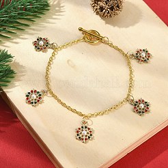 Alloy Rhinestone Snowflake Charm Bracelet with Acrylic Imitation Pearl Beaded&nbsp;BJEW-JB09786