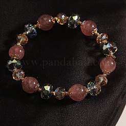 Alloy Glass Round Rondelle Beaded Stretch Bracelets for Women&nbsp;WG9FDAD-01
