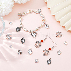 50pcs10スタイルチベットスタイルアロイペンダント  ハートチャーム  アンティークシルバー  11~21.5x9~20x2~4.5mm  穴：1~4mm  5個/スタイル&nbsp;FIND-HS0001-53