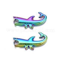 レインボーカラーアロイペンダント  カドミウムフリー＆鉛フリー  鮫  30x16.5x3mm  穴：2.5x4mm&nbsp;PALLOY-N156-202