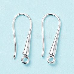 環境にやさしい真鍮のピアスフックのパーツ  カドミウムフリー＆鉛フリー  銀  21x9x2.3~2.8mm  穴：1.5mm  20ゲージ  ピン：0.8mm&nbsp;KK-M157-03S-RS