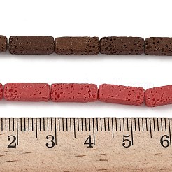 手作りの磁器製模造溶岩石ビーズ連売り  光沢釉の磁器  長方形  ミックスカラー  12~12.5x4~4.5x4~4.5mm  穴：1mm  約30~31個/連  14.76''~15.35''（37.5~39センチメートル）&nbsp;PORC-P032-05M