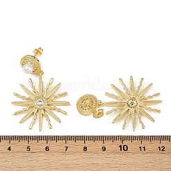 Sun Brass Micro Pave Clear Cubic Zirconia Dangle Stud Earrings &nbsp;EJEW-S275-03G