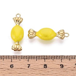 304ステンレスペンダント  エナメル  キャンディーチャーム  14KGP本金メッキ  きいろ  25x8x5.5~6mm  穴：1.6~1.8mm&nbsp;STAS-N109-157A-G