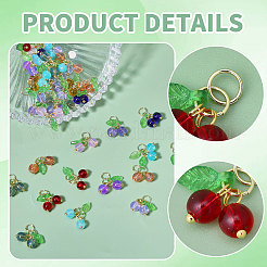 48Pcs 12 Colors Cherry Glass Pendants&nbsp;PALLOY-CA00032