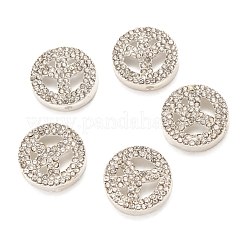 ピースサイン合金クリスタルラインストーンビーズ  銀色のメッキ  20x5mm  穴：2mm&nbsp;RB-J451-01S