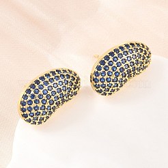 Brass Micro Pave Cubic Zirconia Stud Earrings&nbsp;EJEW-K324-09G