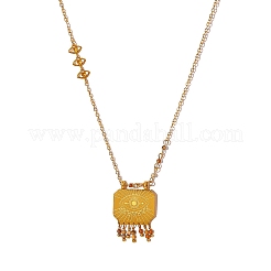 Boho 304 Stainless Steel Evil Eye Pendant Necklaces with Natural Map Stone Tassel for Women&nbsp;WGE9A35-01