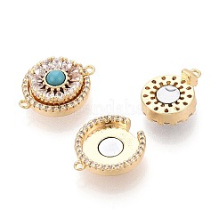 Brass Pave Clear Cubic Zirconia Magnetic Clasps&nbsp;KK-N287-09G