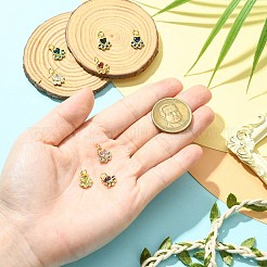 8個 8色 真鍮パヴェキュービックジルコニア 足跡チャーム  ゴールドカラー  丸カン付き  ラックめっき  長持ちメッキ  カドミウムフリー＆鉛フリー  ミックスカラー  11x9.5x2.5mm  穴：3.6mm  1pc /カラー&nbsp;KK-CJ0003-87