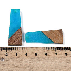 レジン＆ウッドパーツ  台形チャーム  ドジャーブルー  38x15x3.5mm  穴：2mm&nbsp;WOOD-F015-04G